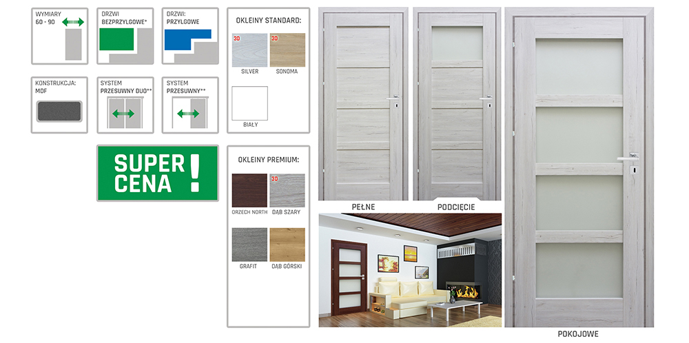 Drzwi wewnętrzne Draco WINDOOR seria prestige